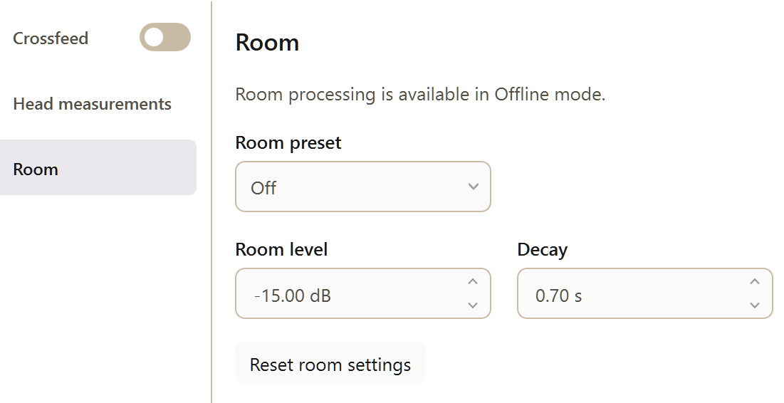 PGGB Settings: corrected settings room. Current Windows application, idle.