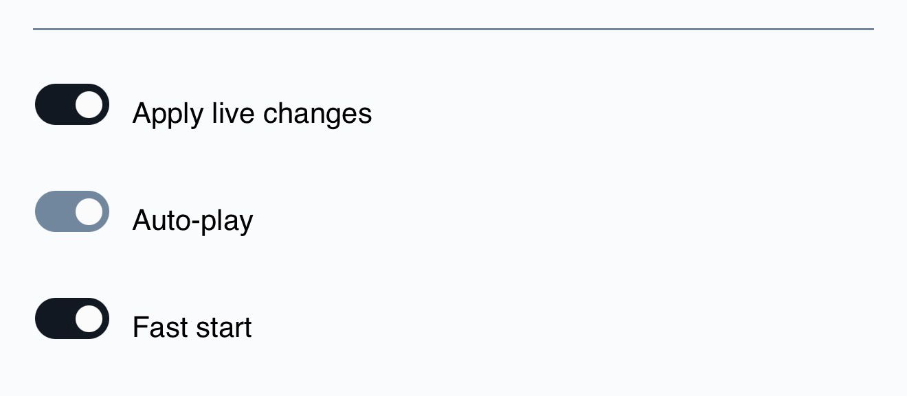 Playback settings, including Fast start.